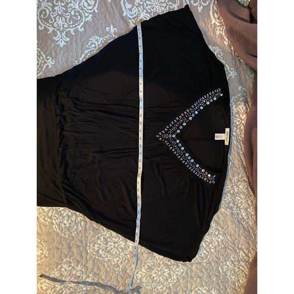 WHBM Embellished V Neck Blouson Top Batwing Sleeves Black Size SMALL - Picture 7 of 10